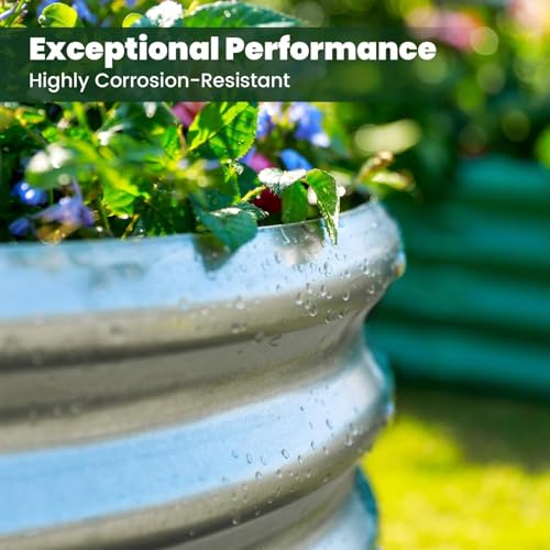 AHEONLAR 2 Pack 4x2x1ft Galvanized Raised Garden Bed Kit, Oval Large Metal Planter Box, Sturdy and Durable, Garden Boxes Outdoor Raised for Vegetables, Fruits, Flowers and Herbs(Silver) - Thumbnail 5
