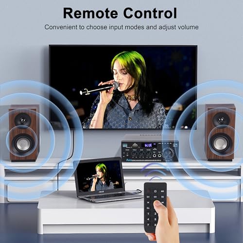 Image of Stereo Audio Amplifier 2026 Upgraded AK45 Bluetooth Receiver for Home Stereo, 400W 2 Channel Wireless Bluetooth 5.0 Power Amplifier System with FM Radio, USB, SD Card, and Remote Control
