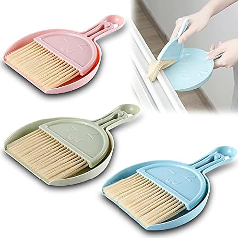 behone 3 pcs Nesting Cleaning Dustpan, Mini Dustpan and Brush Set, 2in1Mini Dustpan and Brush Sets, Comfort Grip Table Brush Set for Table, Office Desk, Keyboard, Car, Camping, Dog, Cat Cover