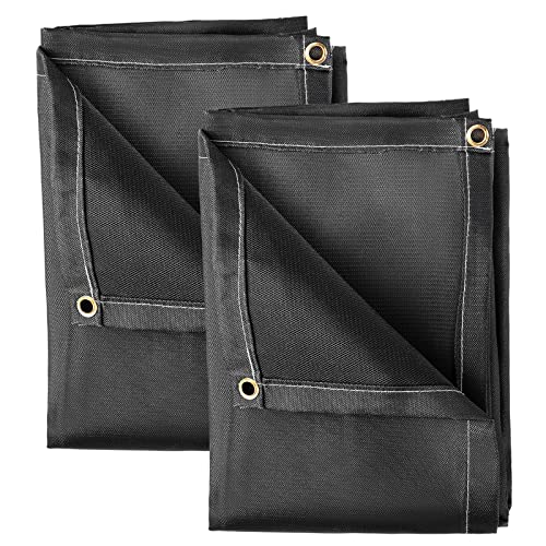 Vevor Fire Blankets, 2 Pack Welding Blankets, 8' X 10' Fire Suppression Blanket, 1022°F Flame Retardant Blanket, Black Fire Emergency Blankets, Fiberglass Fire Retardant Blanket With 12 Brass Grommets #TOP7