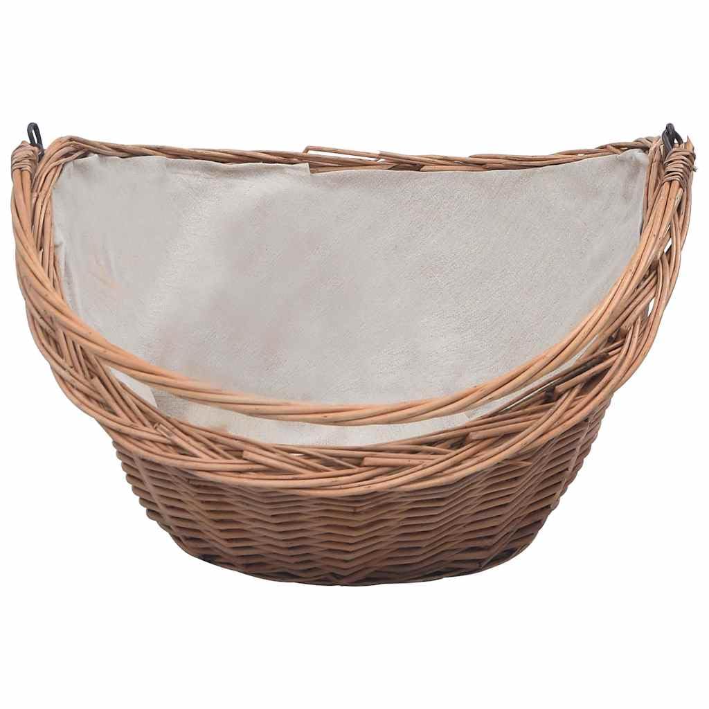 Kosz drewniany z uchwytem 60 x 44 x 55 cm naturalne drewno wierzbowe
