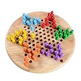 Wooden 2 in 1 Chinese Checkers Board Game with Marbles & Gobang (Five in a Row) Family Board Games Set