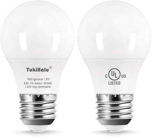 Miniatura 1 de YUKIHALU, Bombilla LED para refrigerador, equivalente a 60 W, bombilla A15, impermeable, 600 lúmenes, 7 W, 120 V, base media, 5000 K E26, bombilla