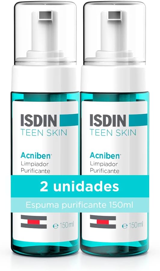 Acniben Purifying Foam Cleanser, Pack of 2 Units, Cleans Pores Deeply, Regulates Excess Sebum, Duplo Pack 2 units