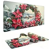 Tappetino Mouse XXL 600 x 300 mm – Tappetino Mouse Gaming Fiori di Natale Mousepad – Controllo Preciso del Mouse Migliora la Velocità e la Precisione – Tenuta Stabile – Accessori Scrivania h-1033