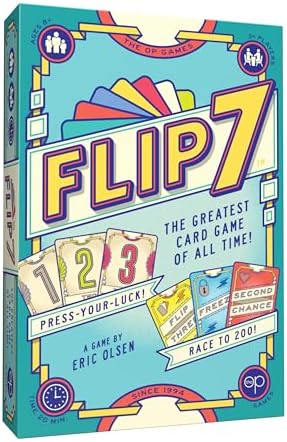 Flip 7, The Ultimate Blend of Press Your Luck and Strategy, Fast-Paced Addictive Card Game, Quick to Learn and Easy to Teach, Perfect for Game Nights, 3+ Players, Ages 8 & Up, 20 Minutes Play Time - 5