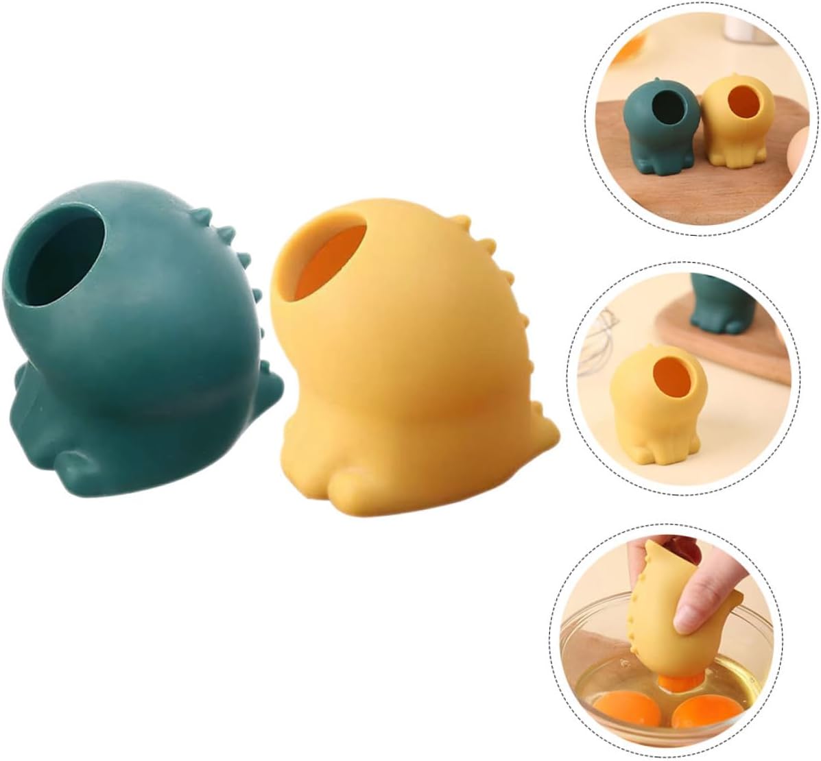 2Pcs Silicone Egg Yolk Separator Kitchen Gadget White Divider Practical Cooking Tool for Baking and Cooking Includes Green and Dividers