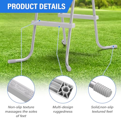 TIXANF 33\" 2-Step Steel Frame Above Ground Swimming Pool Ladder,Heavy Duty Double Sided Removable Pool Steps,Pool Ladder Steps with Non-Slip Plastic Steps for Entry and Exit - Thumbnail 4