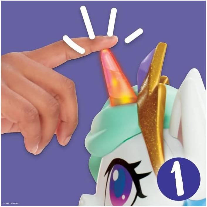 My Little Pony Magical Kiss Unicorn Princess Celestia, Interactive Unicorn Figure with 3 Surprises - Musical Kids Toy That Moves, Lights Up