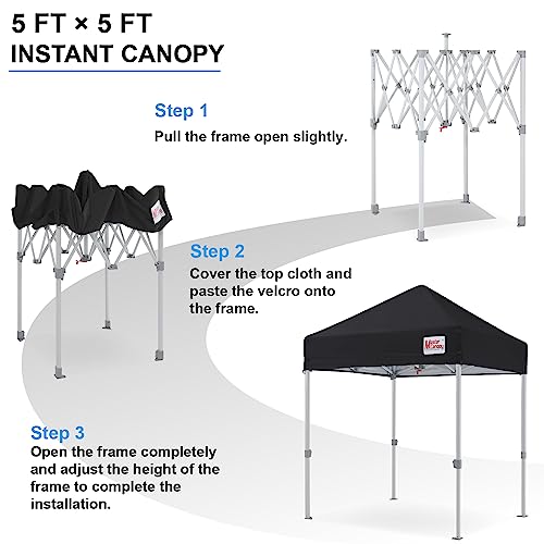 Image of MASTERCANOPY 5x5 Heavy Duty Pop Up Canopy Tent with Roller Bag(Black)