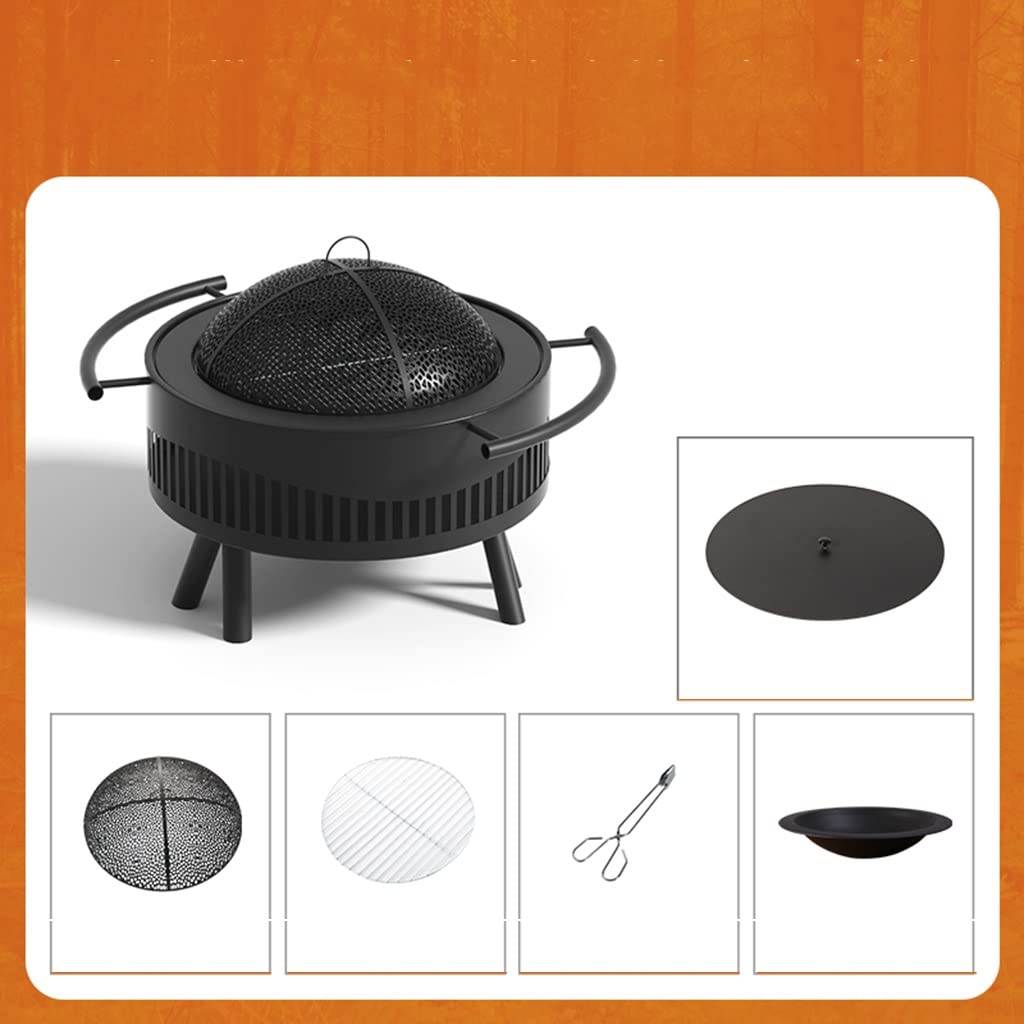 Odkryty ogień doły z grillem gotowania, 25.6"Grill do spalania drewna do podwórku ogniska patio, stalowa miska FirePit, Camping Grill (Color : Set b, Size : 65 * 38.5cm)