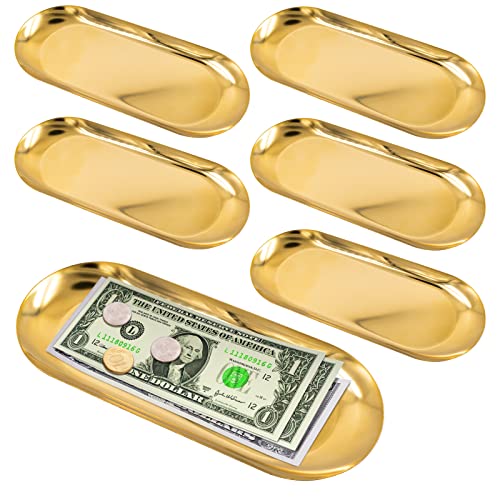 XiyaxiVici 6 bandejas de servicio, platos ovalados de acero inoxidable, soporte para facturas de invitados, suministros para presentadores de cheques, adornos, decoración de tablero para restaurante