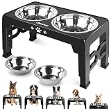 Jovrun Elevated Dog Bowls for Medium Large Size Dogs, Non-Slip Dog Feeder with 2 Stainless Steel Dishes...