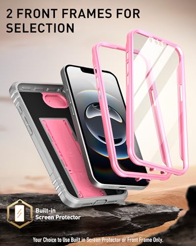 Image of Poetic Revolution Case for iPhone 16e 6.1 inch, [Slide Camera Cover], Full-Body Military Grade Rugged Shockproof Cover with Kickstand and Built-in-Screen Protector, Pink