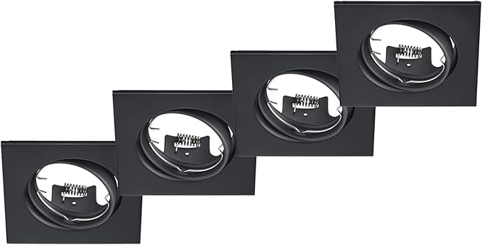 meineWunschleuchte meineWunschleuchte Set van 4 plafondinbouwspots vierkant in mat zwart, 8 cm x 8 cm