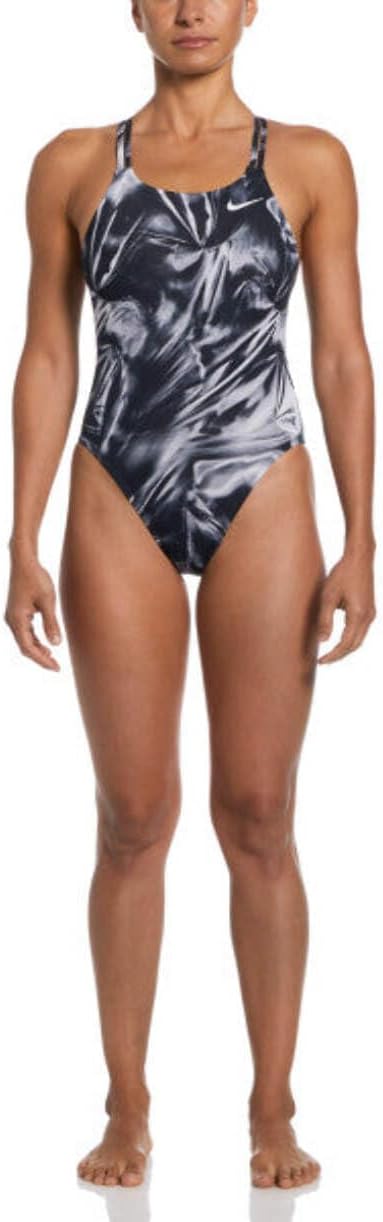 Nike Women's Solar Rise Spider Back One Piece Swimsuit Black, 30