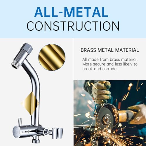G-Promise All Metal Shower Diverter with Low Handheld Holder, 3-Way Diverter Valve with Pause Mode for Handheld and Fixed Shower Head ∣4-Settings Universal Shower System Replacement Part(Chrome)