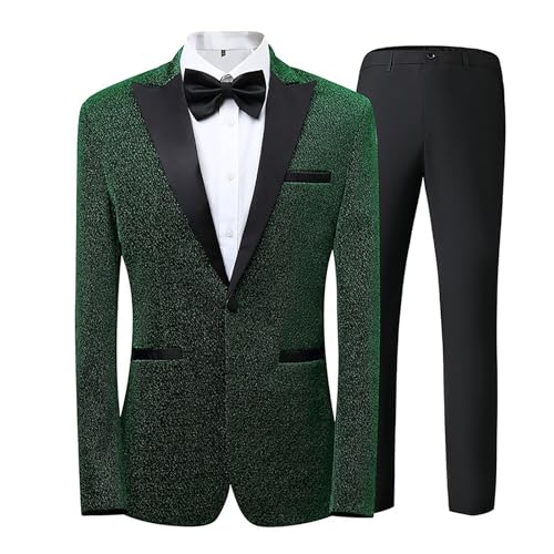 Traje de hombre de estilo británico con chaqueta de purpurina dorada y chaleco estructurado