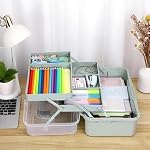 3-Layer Container Clear Plastic Folding Tool Crafts Case Supplies With 2 Tray for Storage Makeup Medicine Nail Accessories Art Case Sewing Organizer Medicine Box Family First Aid Trays