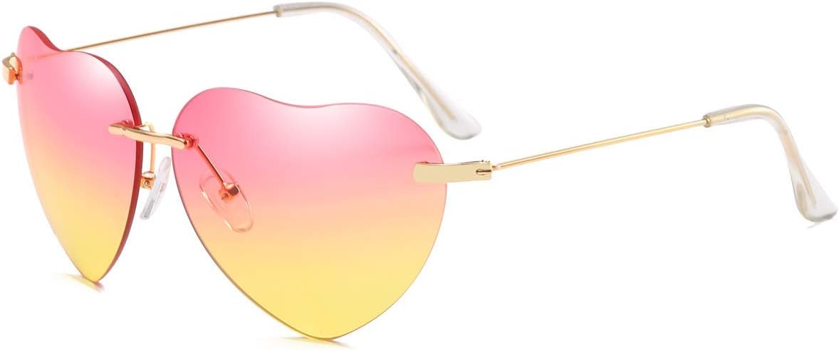 Dollger Heart Sunglasses Thin Metal Frame Lovely Heart Style for Women