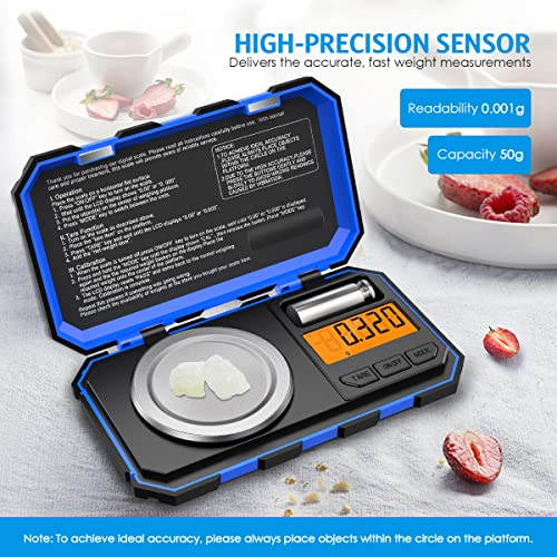 Amir Professional Digital Milligram Scale, 50G Max High Precision Pocket Sized Jewelry Scale, Electronic Smart Scale With 50G Calibration Weight #TOP1
