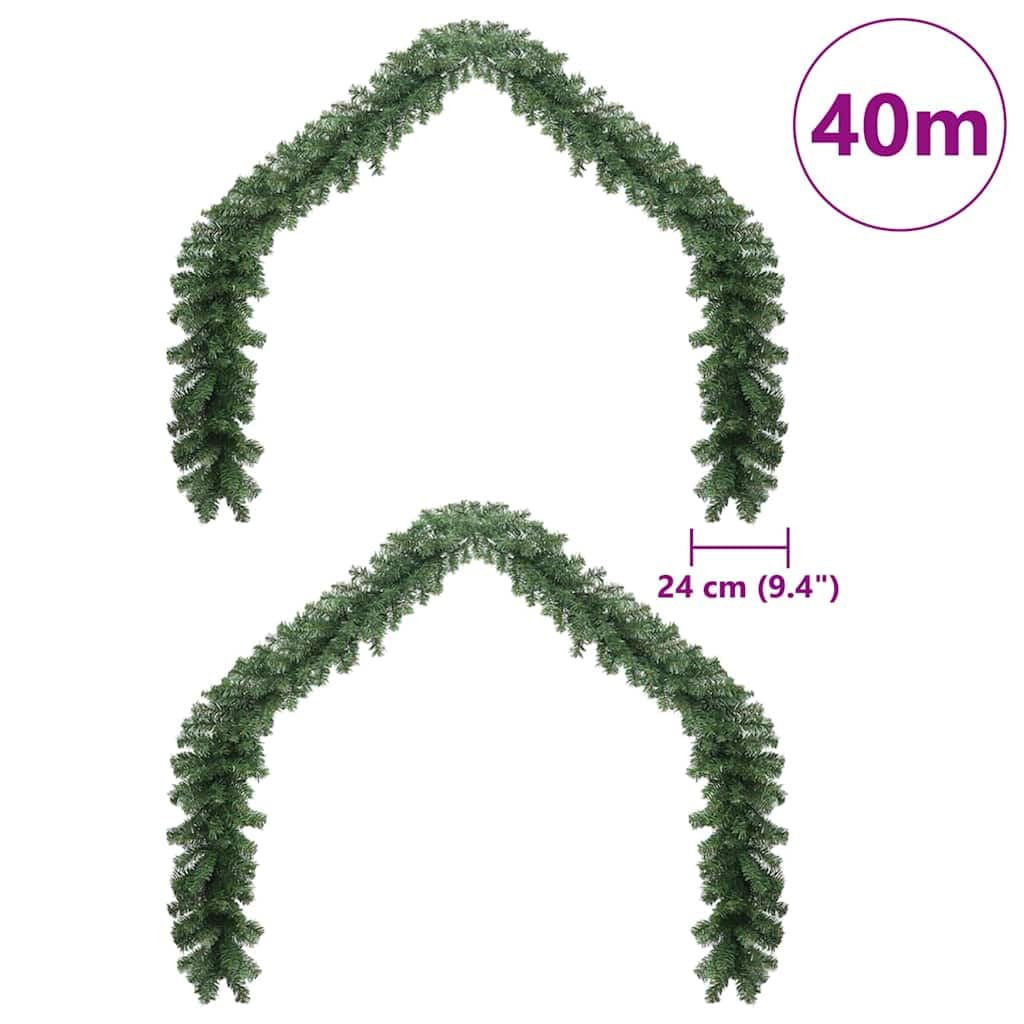 Weihnachtsgirlande mit 600 LEDs, 2 Stück, grün PVC Girlande 2000 cm lang, wetterbeständig, LED-Lichterkette mit USB-Anschluss, festliche Tannendekoration für Innen und Außen