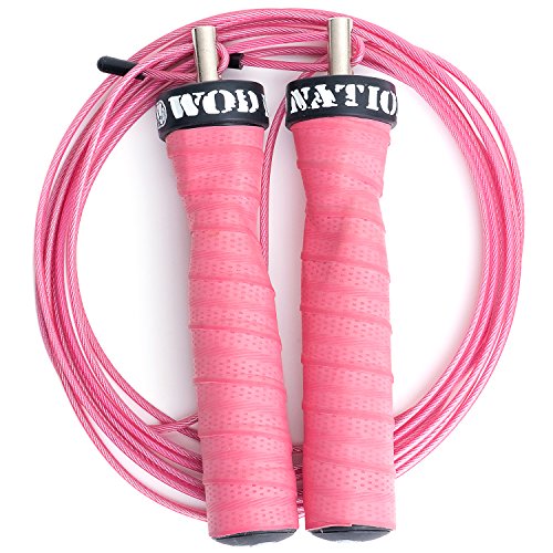 WOD-Nation-Attack-Speed-Jump-Rope-Adjustable-Jumping-Ropes-Unique-Two-Cable-Skipping-Workout-System-One-Thick-and-One-Light-11-Foot-Cable-Perfect-for-Double-Unders-Men-and-Women