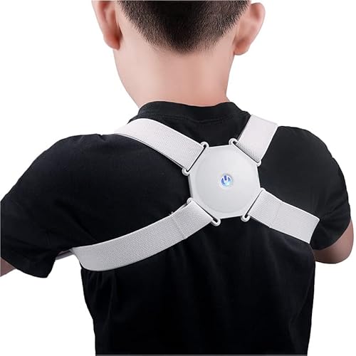 BYLIA Intelligent Induction Posture Corrector Children Sitting Posture Corrector Trainer Smart Sensor Prevent Humpack (Color : Grey)