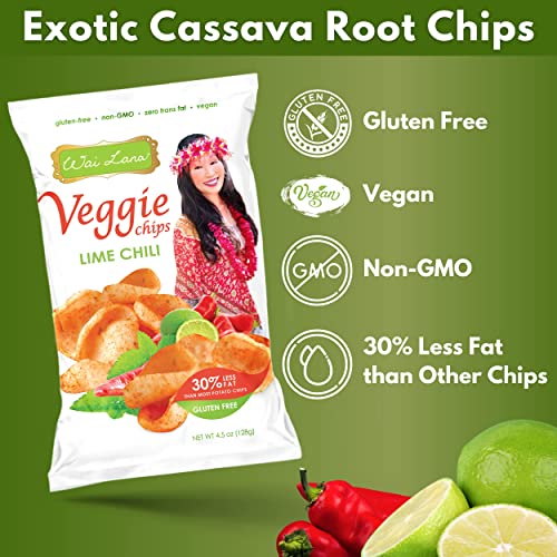 Wai Lana Veggie Chips Lime Chili (12 Pack Of 4.5 Ounce Individual Bags) - Gluten Free, Non-Gmo, Vegan, Zero Trans Fats #TOP7
