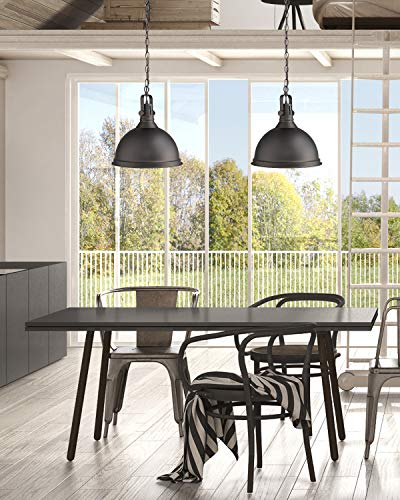 Emliviar 14 Inch Farmhouse Ceiling Pendant Light, Vintage Metal Hanging Light With Dome Shade, Oil Rubbed Bronze Finish, 4054L Orb #TOP4