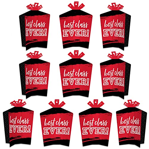 Big Dot of Happiness Reunited Red - Table Decorations - School Class Reunion Party Fold and Flare Centerpieces - 10 Count