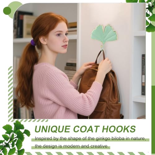 lemgyiamz 5 Stück Kleiderhaken Garderobe, Garderobenhaken Vintage In Form von Ginkgo, Wandhaken Von Mänteln Handtüchern Schals, Taschen, Kleiderhaken Wand für Badezimme Küchen Foyers Flure