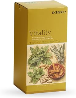 DELISHOUS Cinnamon & Peppermint Herbal Tea, Caffeine Free, Balances Blood Sugar, Reduces Bloating, Boosts Energy, Refreshes Mind,18 Tea Bags