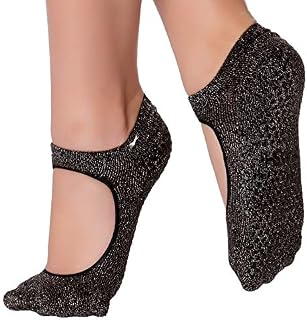 Shashi Sweet Women's Open Top Mary Jane Grip Socks Pilates Barre Yoga Non-Slip