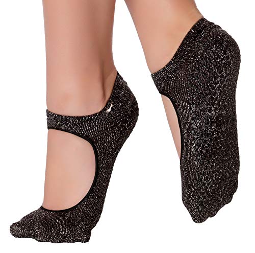 Shashi Sweet Women's Open Top Mary Jane Grip Socks Pilates Barre Yoga Non-Slip