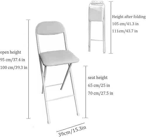 Miniatura 7 de Taburetes de bar plegables  Sillas plegables portátiles con asientos acolchados  Silla plegable alta para bar, oficina y más  Fácil de almacenar y