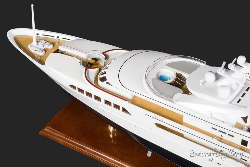 Majestic Motor Yacht Model with LED Lights 31.5"- Assembled Wooden Replica Boat Décor - Wooden Decor Wooden Model Boat - Model Ships - Boat Display - Super Yacht Model