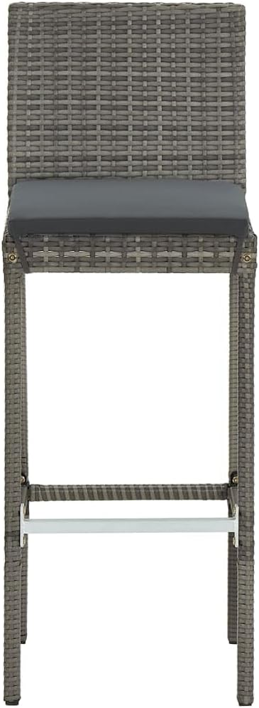 5 Piece Patio Bar Set Gray Solid Wood Acacia and Poly Rattan, Garden Furniture Sets