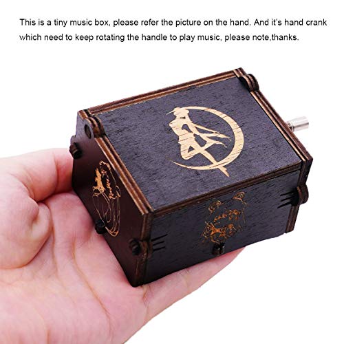 image for Youtang Sailor Moon Music Box Hand Crank Musical Box Carved Wooden Mus