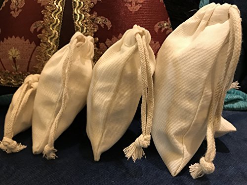 Reusable Eco Friendly 5X7 Inches 100% Cotton Canvas Double Drawstring Muslin Bags"Premium Quality" (Natural Color)- Set Of 25 #TOP4