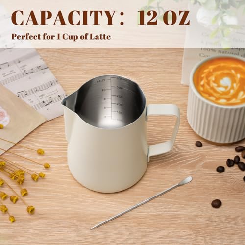 image for Amrules Milk Frothing Pitcher, 12oz Milk Frother Cup with Clear Scale,