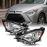AKKON - Fits 2016-2020 Toyota Yaris / 2016 Scion iA Black Headlights Pair Driver+Passenger Replacement 2017 2018 2019