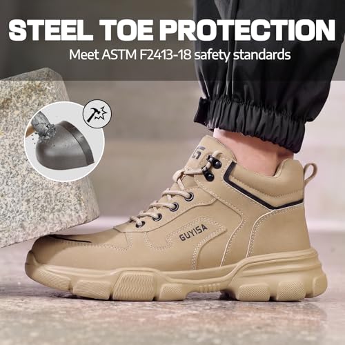 Image of Steel Toe Work Shoes for Men, Lightweight Safety Shoes with Puncture Resistant Midsole, Comfortable Protective Work Shoes for Warehouse Factory Light Construction