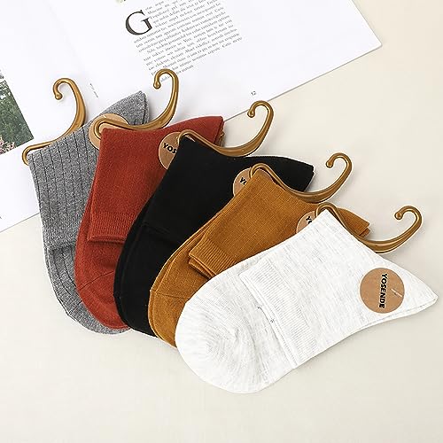 Image of Women's Cotton Socks - 5 Pairs Soft Comfortable Business Classic Socks