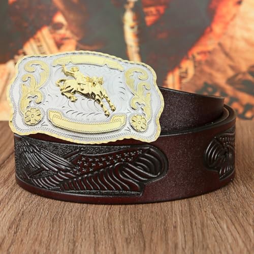 Image of WMG Western Belt Buckle For Men and Women - Cowboy Rodeo Belt Buckles - Fits Up to 2 Inch Belts