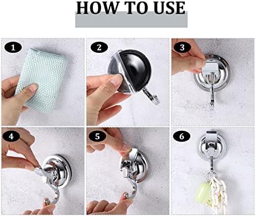 2 Pack Suction Hooks, Vacuum Suction Cup Hooks Powerful Push Removable Heavy Duty Hooks for Kitchen, Bathroom and Living Room Pendants with a Maximum Load of 15KG