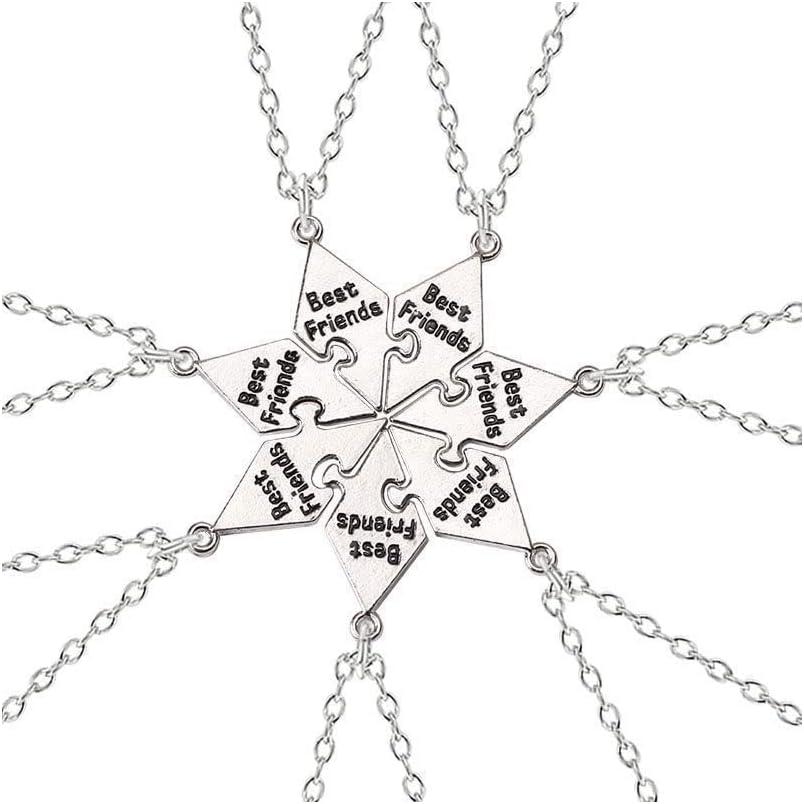 Yocoyee Multi Puzzles Best Friends Forever Necklaces Stainless Steel Engraved Heart Pendant Set Friendship Necklaces Gifts