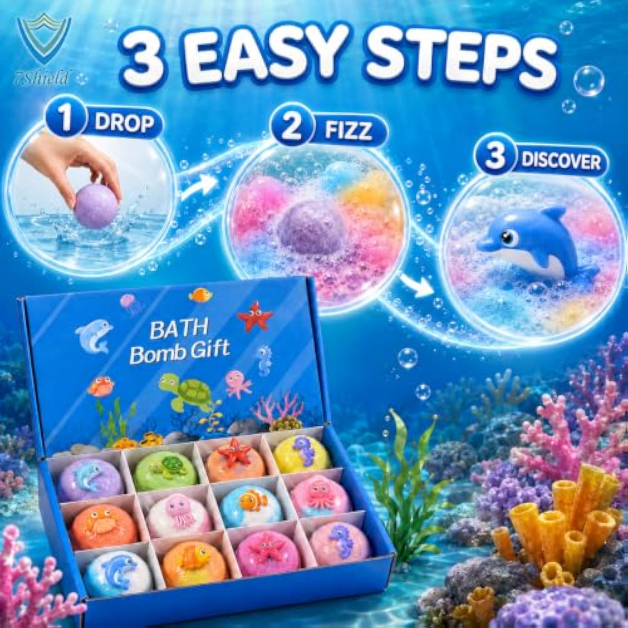 Kids Bath Bombs with Surprise Toy Inside, Fizzy Bath Bombs for Fun