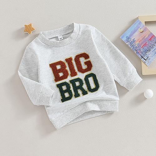 Baby Jungen Brudern Sweatshirt Matching Outfit Langarm Rundhalsausschnitt Brief Drucken Strampler Sweatshirt Big Bro Little Bro Herbst Jumpsuits Tops Shirts Für Jungen (Grau-B , 18-24 Months )