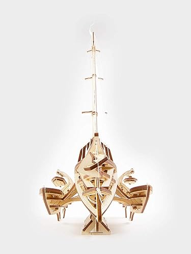 Miniatura 4 de UGEARS Trimaran Merihobus - Rompecabezas 3D para adultos, modelos mecánicos de madera, kits de manualidades de construcción para adultos